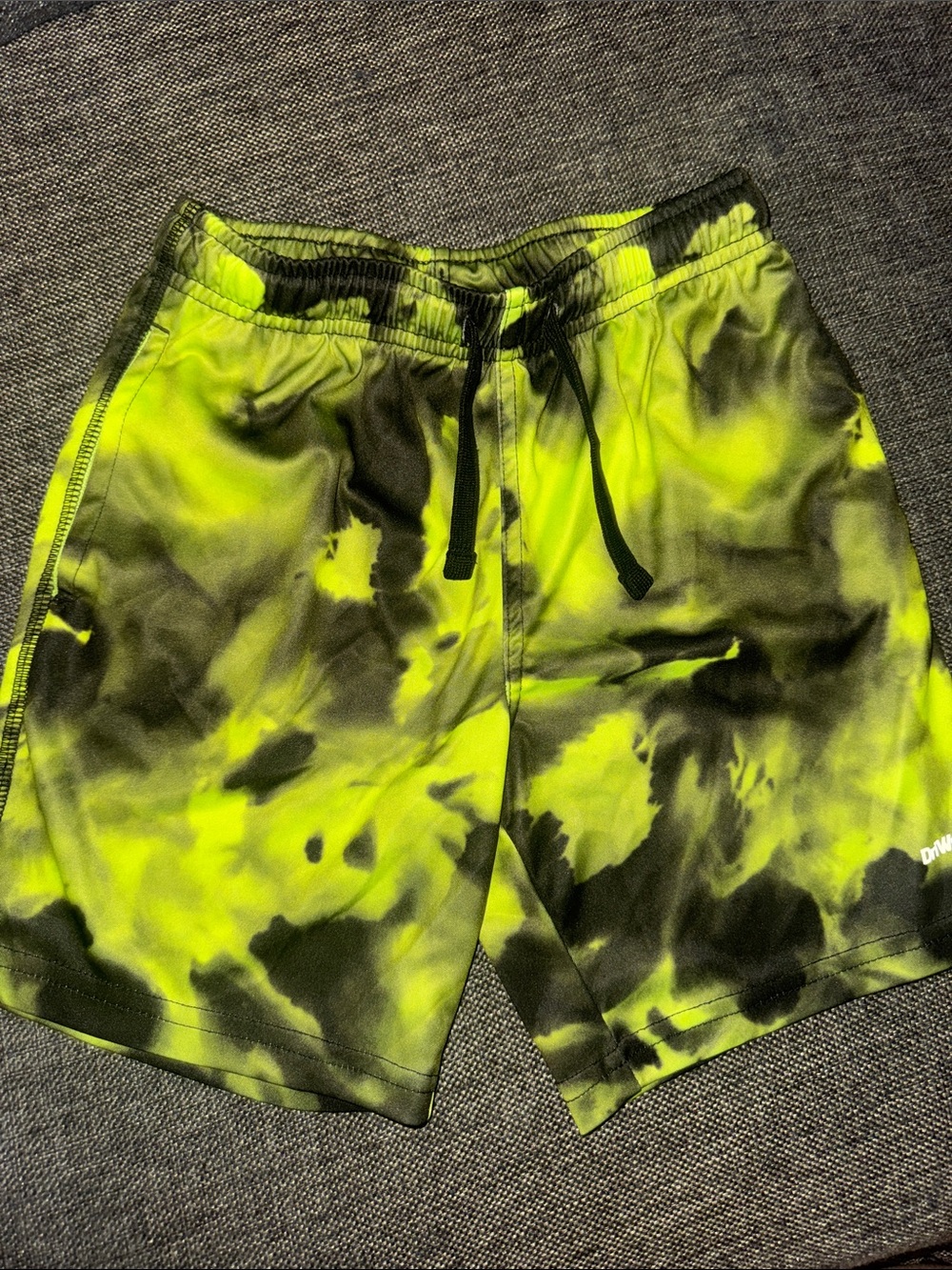 Athletic Works Neon Yellow and Black Tie-Dye Shorts